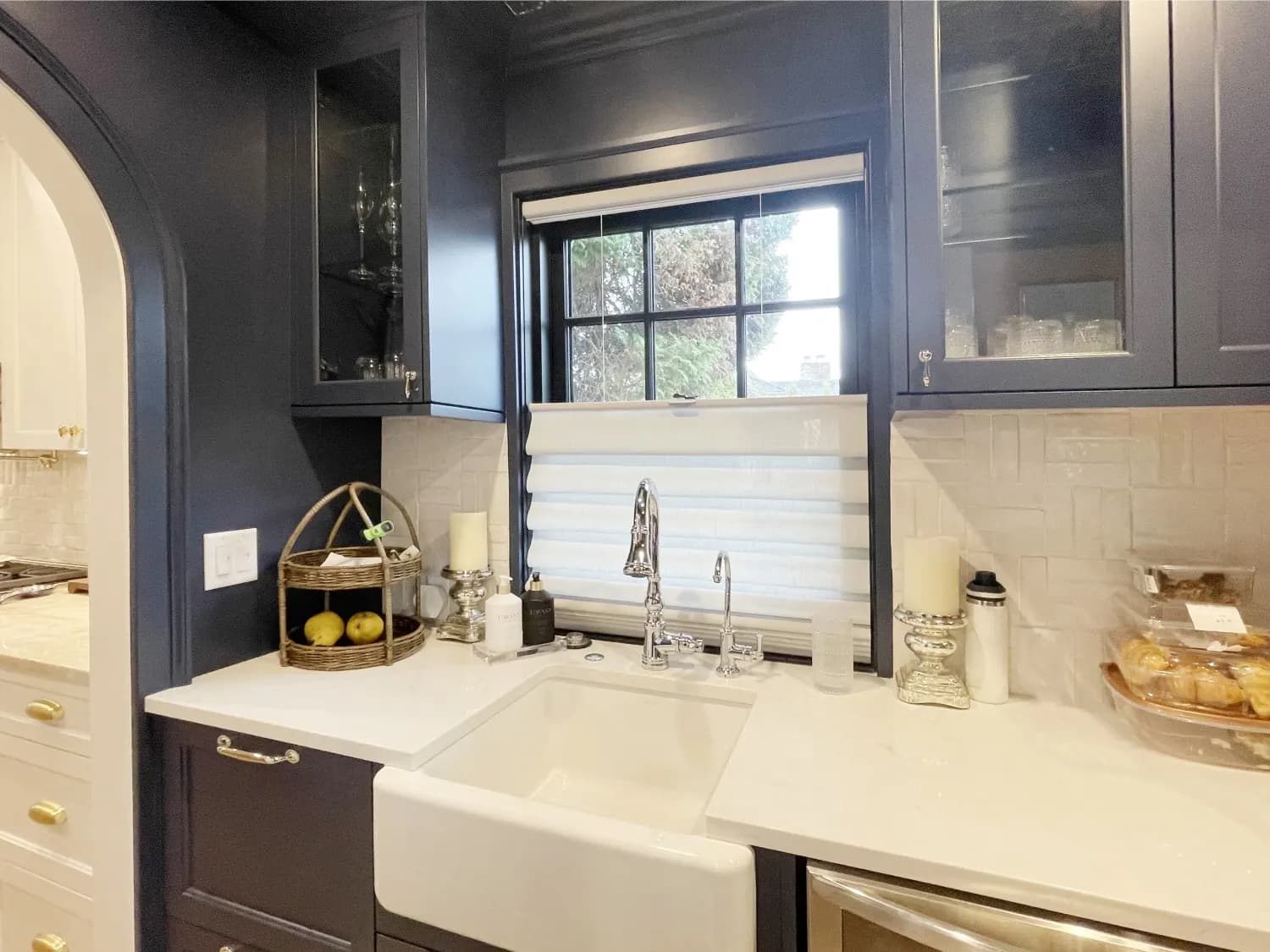 Roman shades with top-down/bottom-up for a kitchen in Seattle