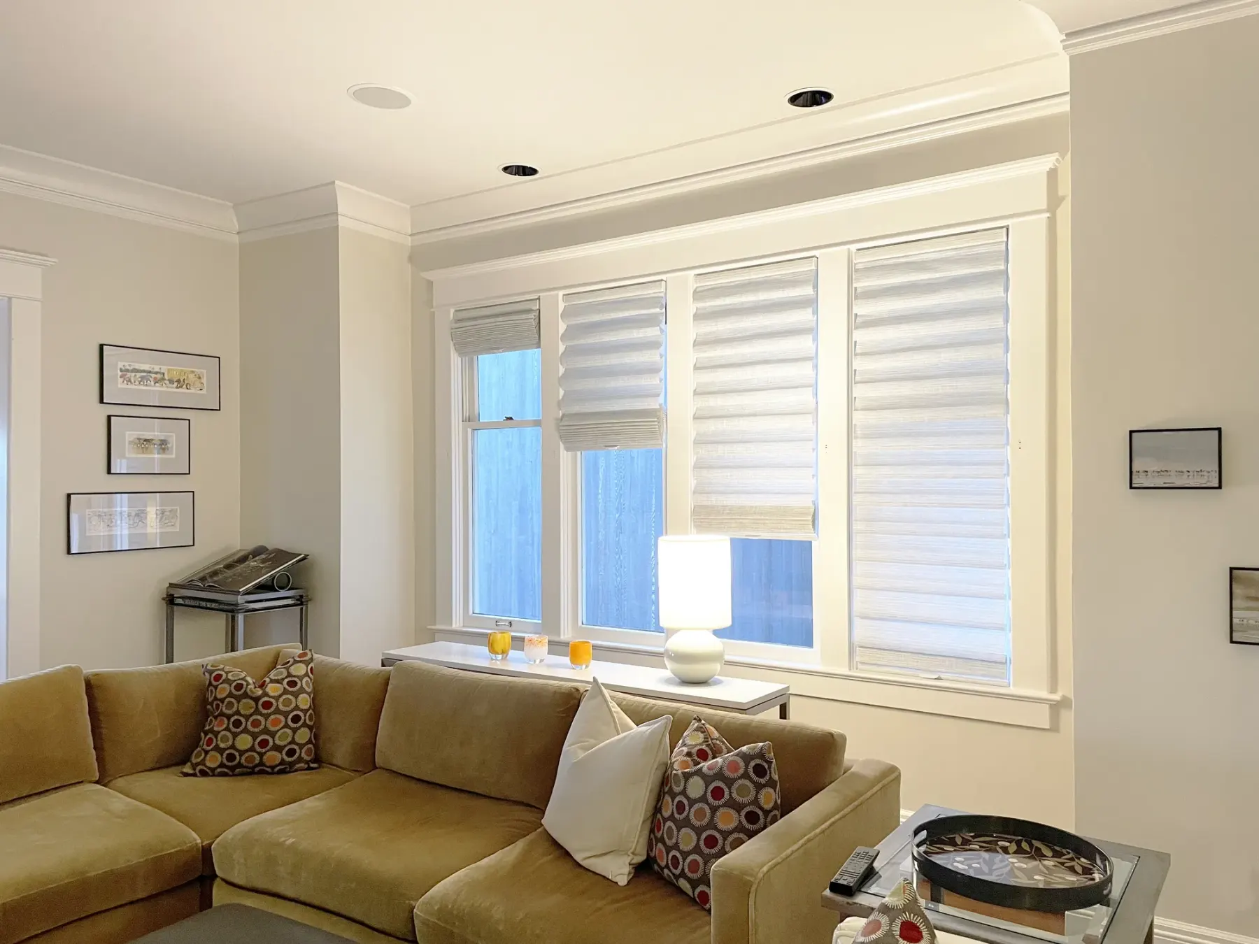 Roman shades in a Seattle living room