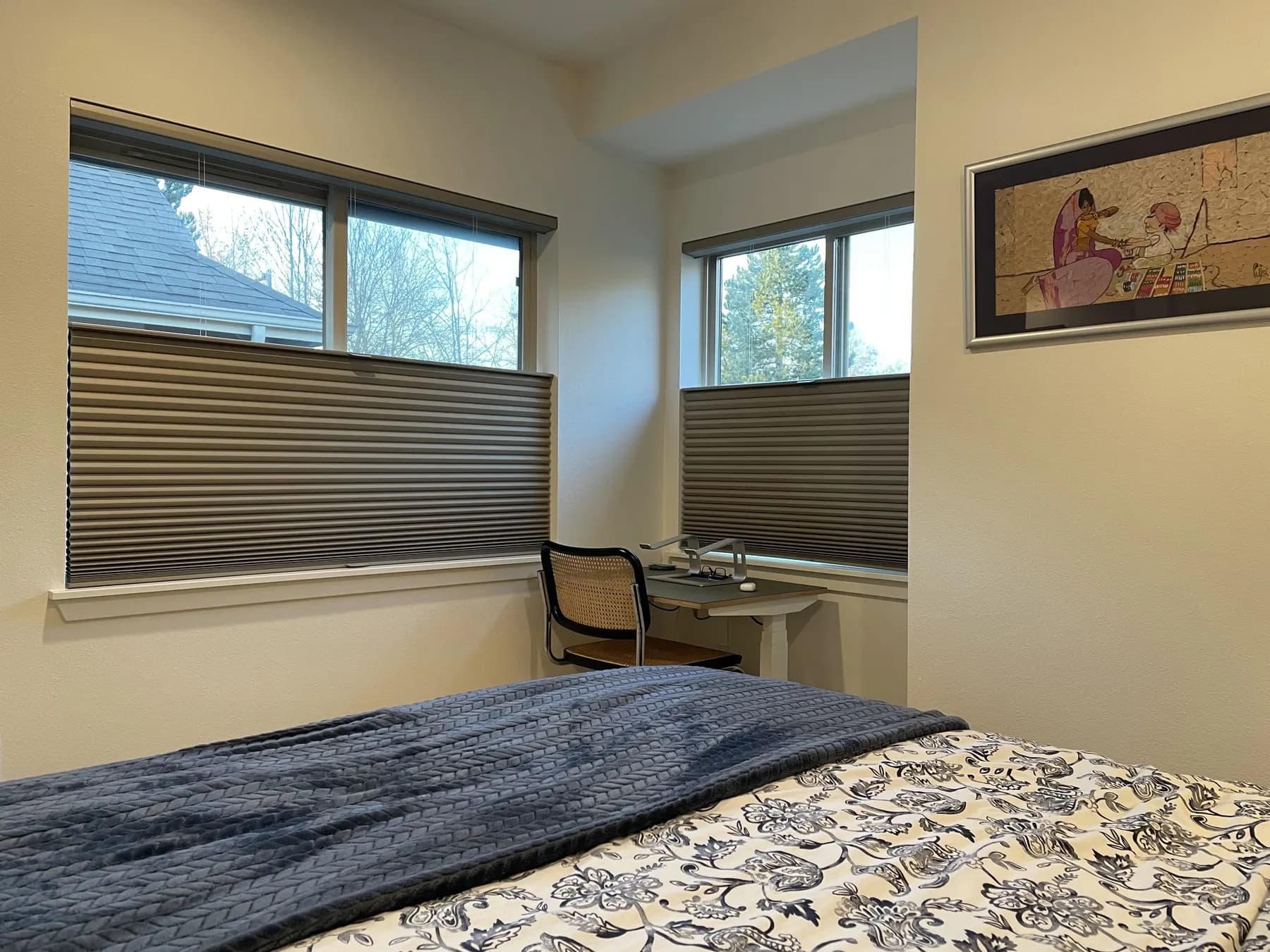 Blackout Architella Honeycomb Shades in Top-Down for a Bedroom in Redmond