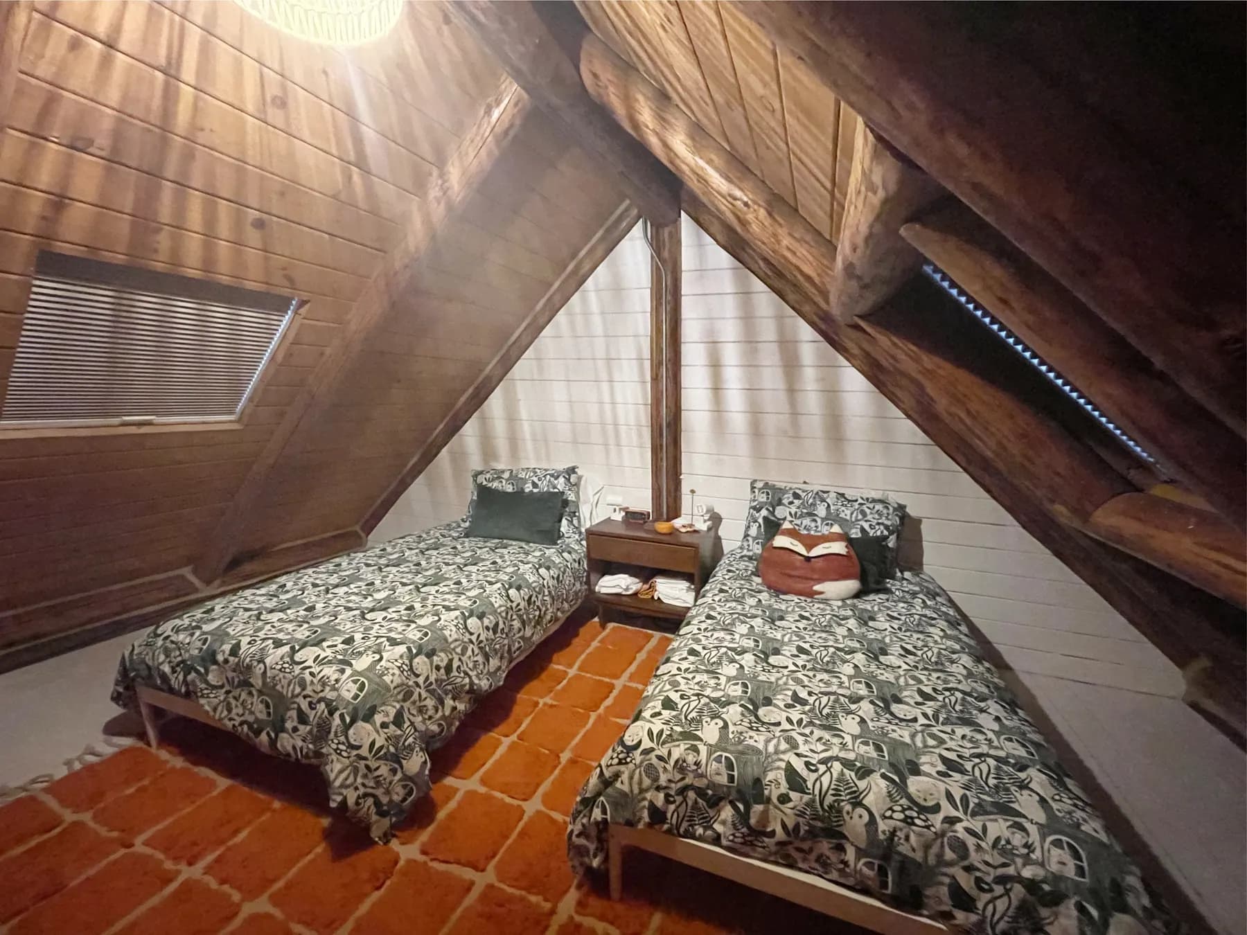 Honeycomb Shades for a Vacation Cabin Loft Skylights in Bainbridge Island