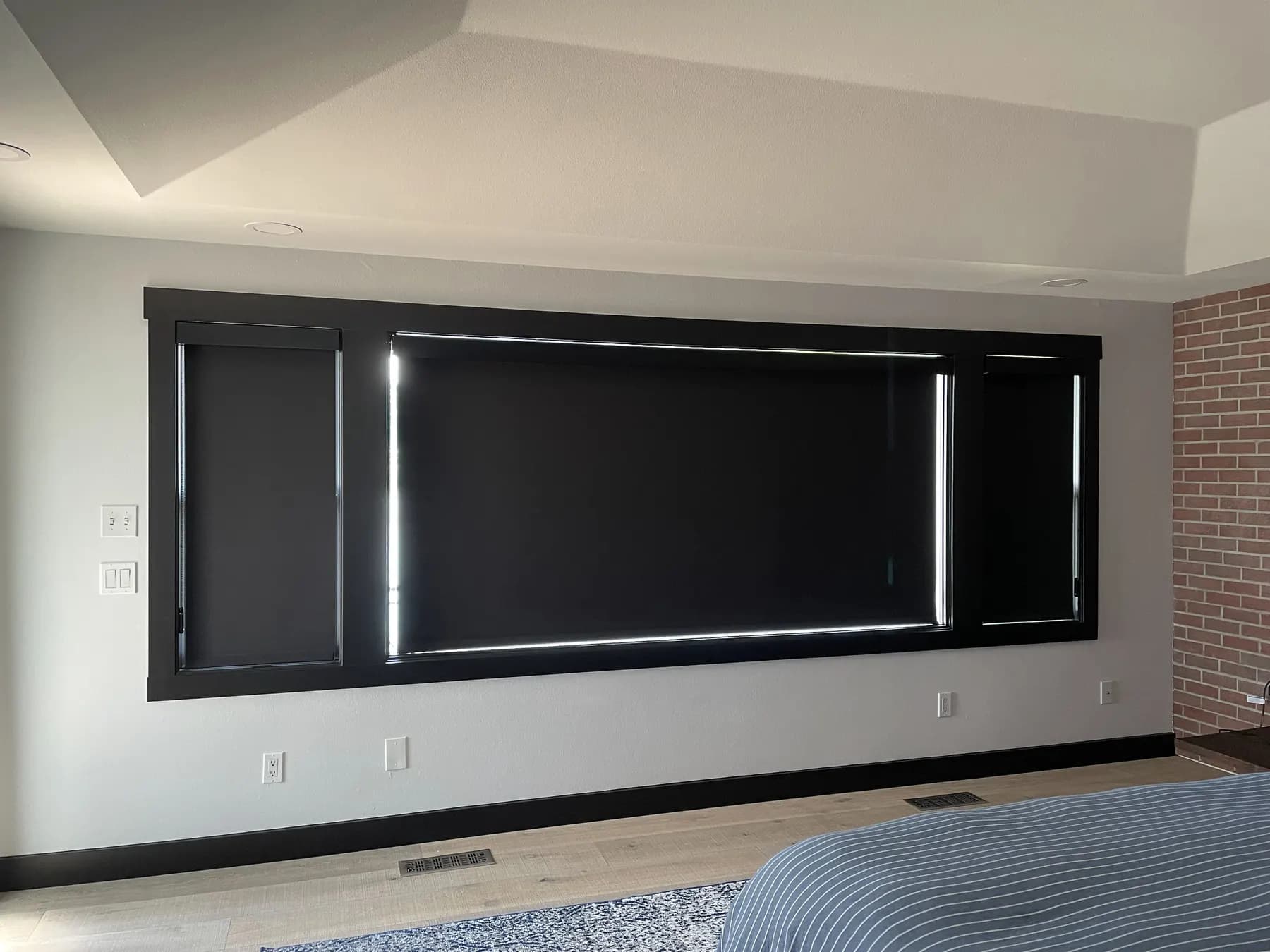 Motorized Roller Shades for a Waterfront Bedroom in Bellevue