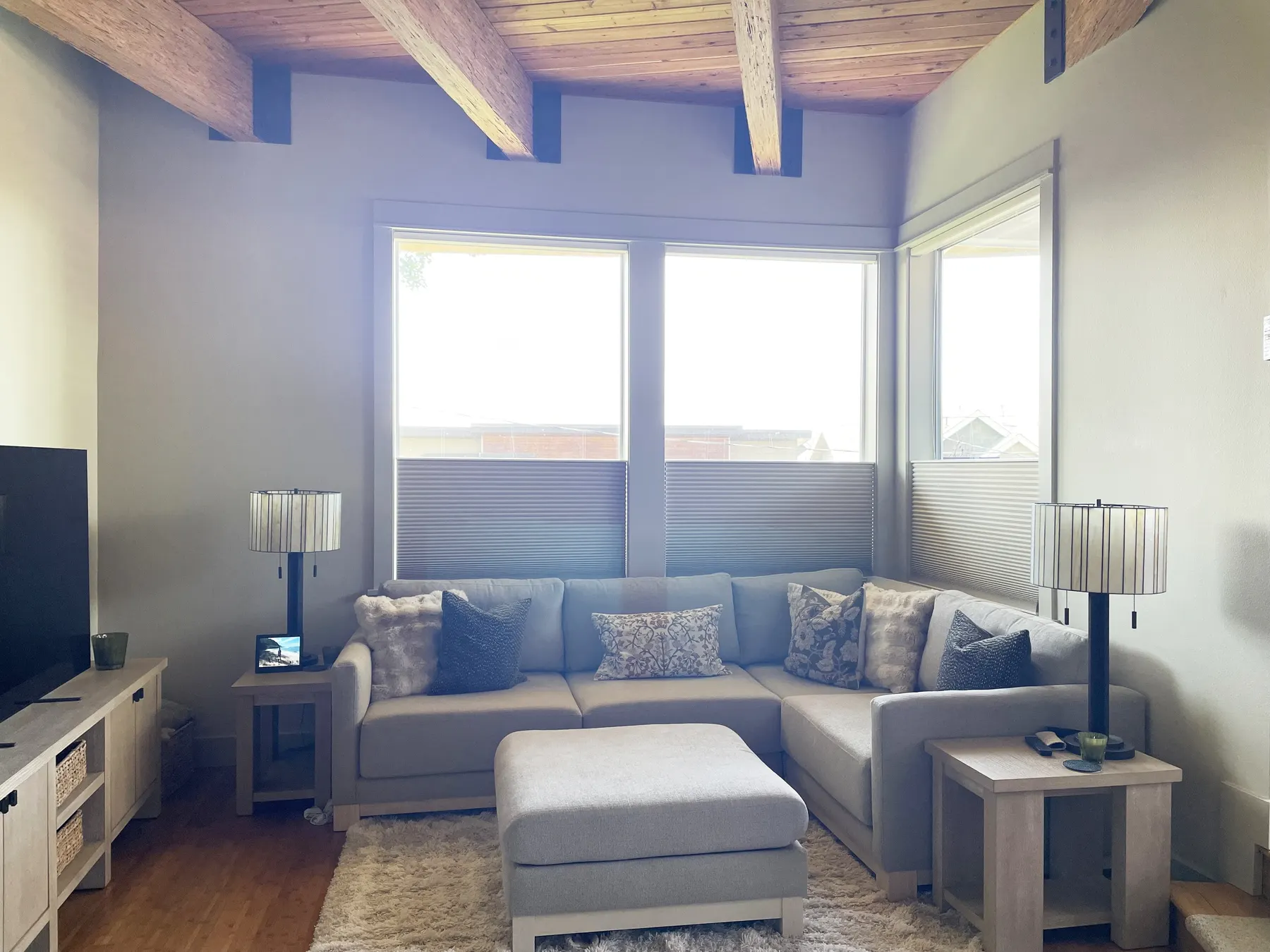 Motorized Blackout Honeycomb for a Living Room in West Seattle