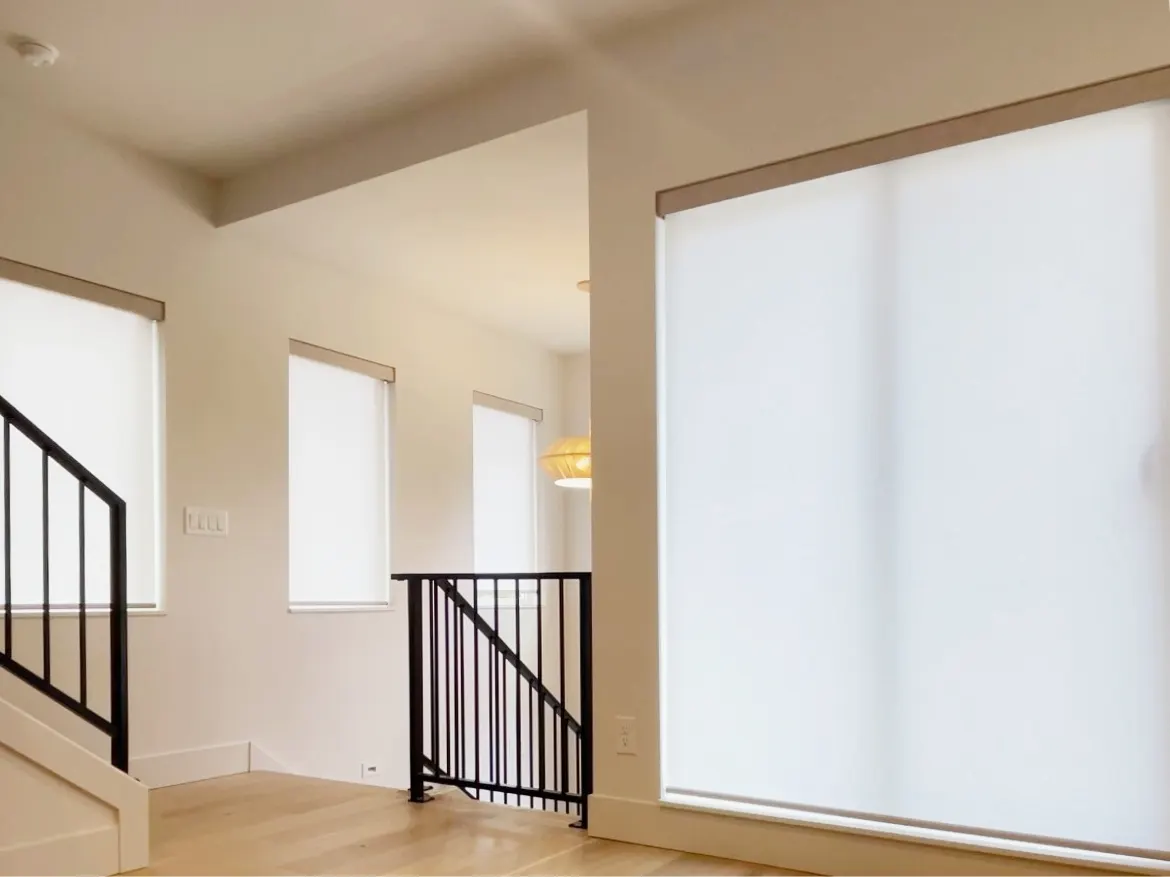 Motorized Roller Shades for a Living Sliding Glass Door in Magnolia, Seattle