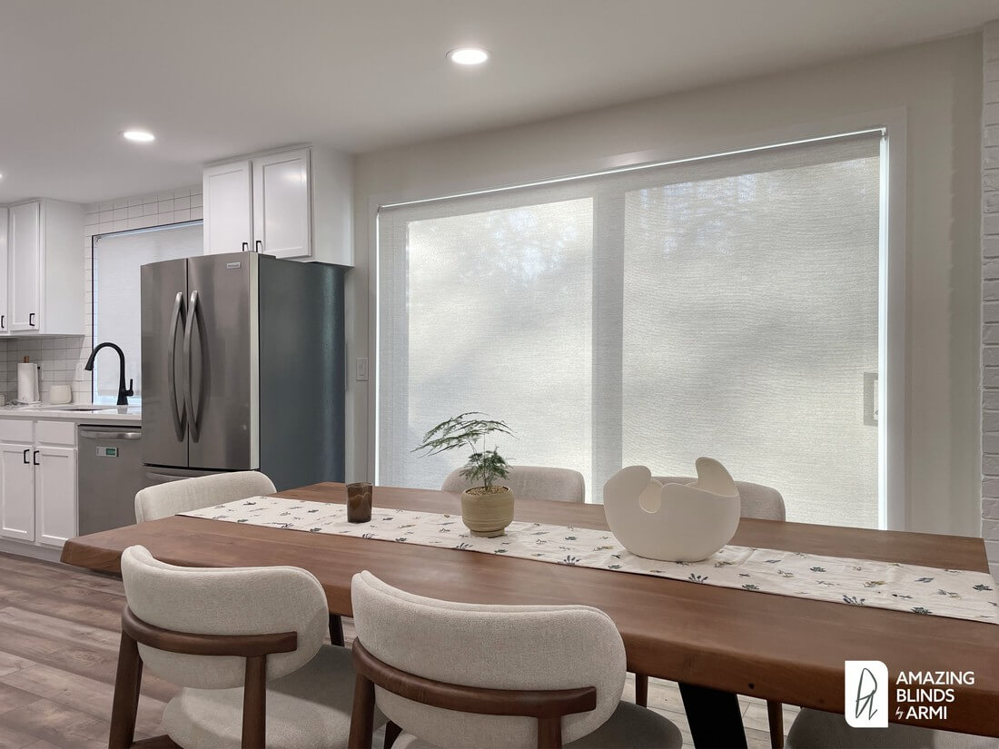 roller shades on a sliding glass door in Redmond, WA