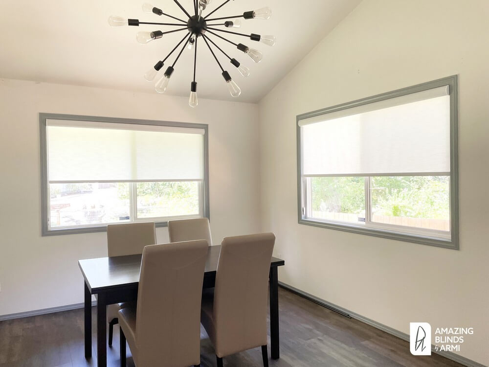 Functional Honeycomb and Modern Roller Shades on 100th Ave NE in Kirkland, WA