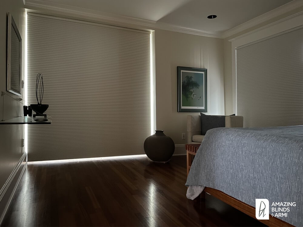 Practical Room Darkening Honeycomb Shades for a Bedroom on 37th Ave in Madrona, Seattle, WA