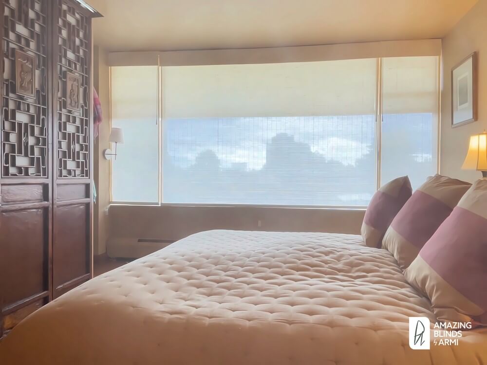 Textured Woven Woods with Motorized Roller Shades on 43rd Ave E in Madison, Seattle, WA